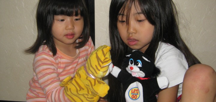 puppets to practice conversation